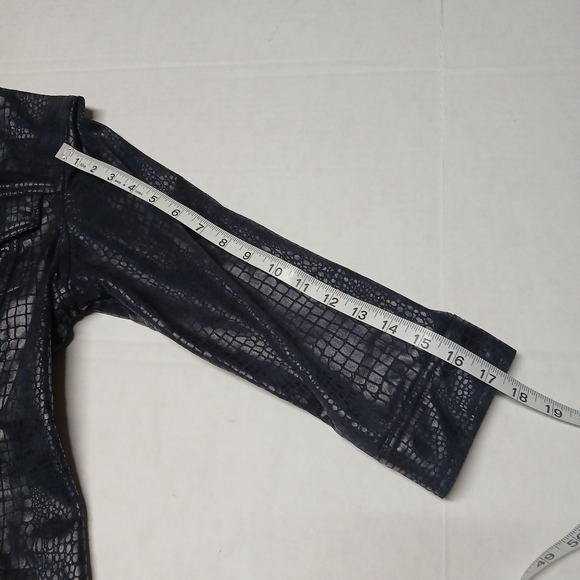 Ruby Rd. Navy Dark Blue Snakeskin Crocodile Print Jacket Size 12 Fall Blazer - Picture 8 of 8